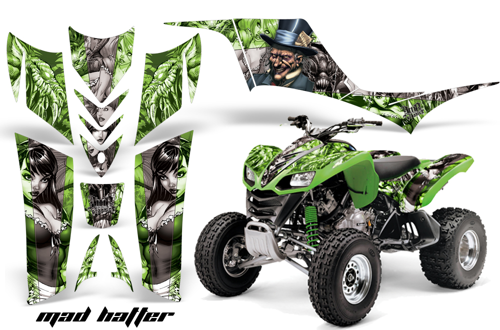 Kawasaki KFX 700 Graphics madhatter green-silverstripe